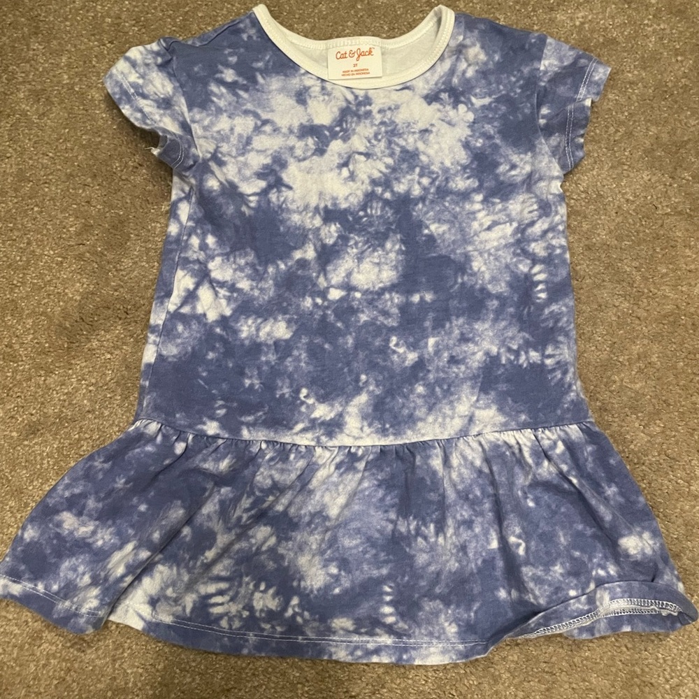 Cat & Jack Tie Dye Short Sleeve Drop-Waist Dress 3T